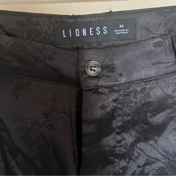 Lioness St Germain Black Silk Slit Hem Relaxed Fit High Waist Pant - Picture 3 of 9